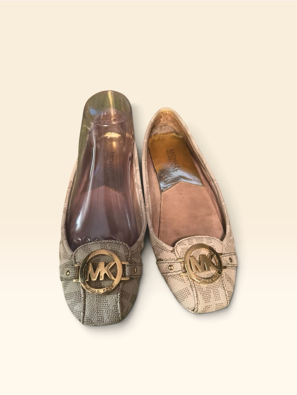 Michael Kors Taupe MK Logo Ballet Flats